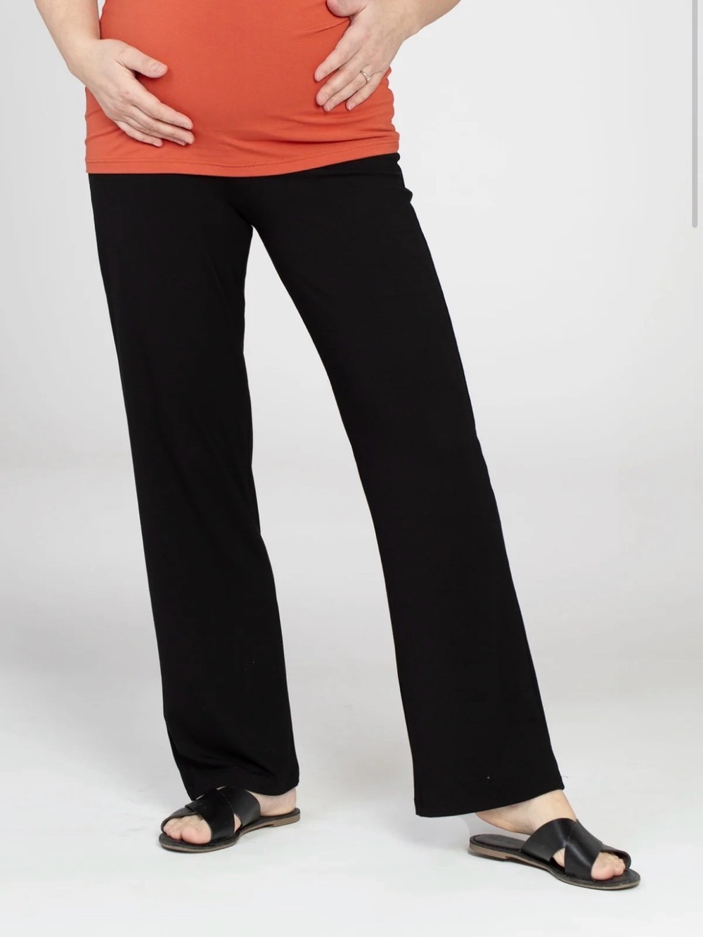 Veronique B Women's Maternity Black Straight-Leg Pull-On Pants size XL